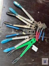 LOT OF 7 VARIOUS SIZED CRIMPING TOOLS