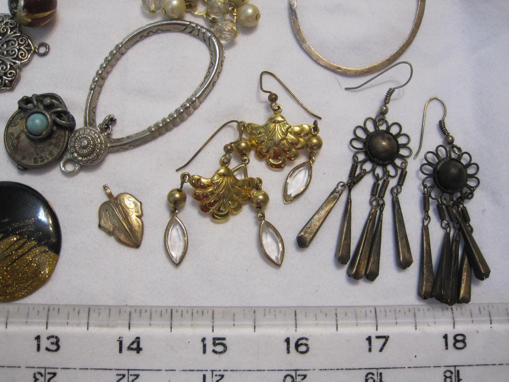 Lot of Assorted Jewelry Pieces and Parts, AS IS, see pictures for condition, 12 oz