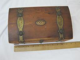 Vintage Wooden Trinket Box with Ephemera