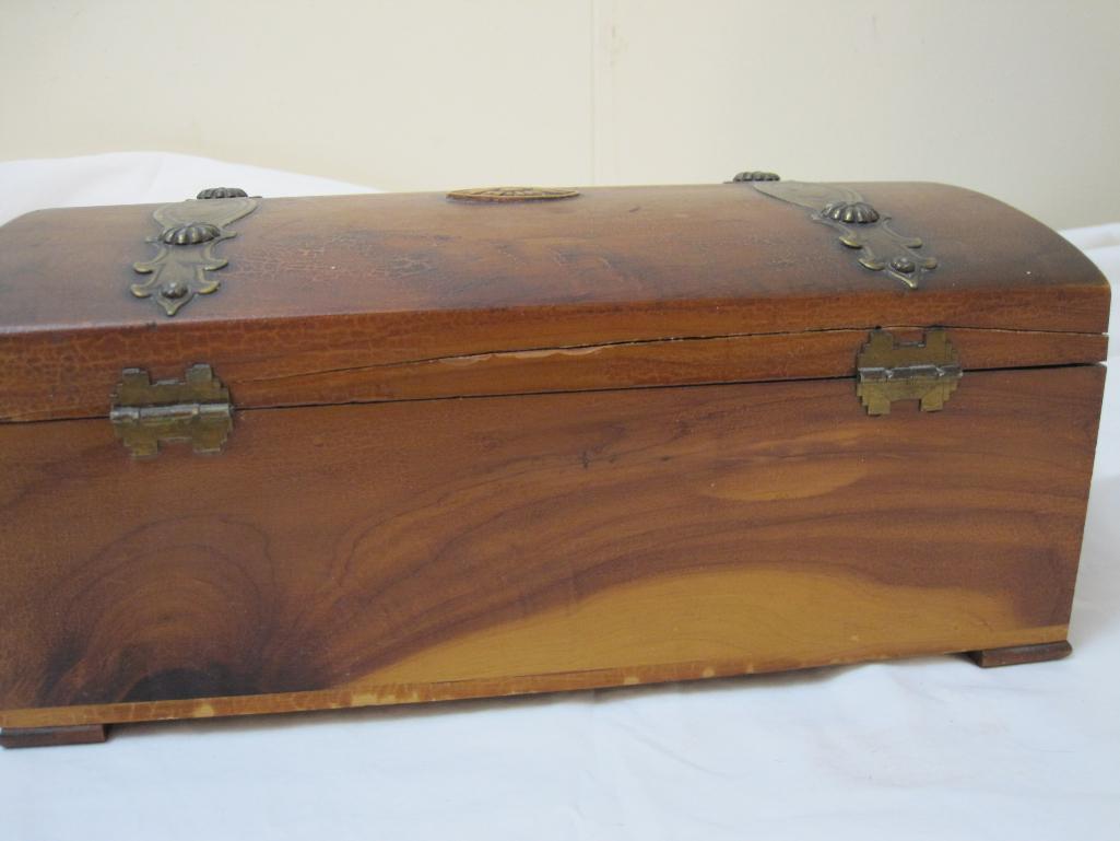 Vintage Wooden Trinket Box with Ephemera