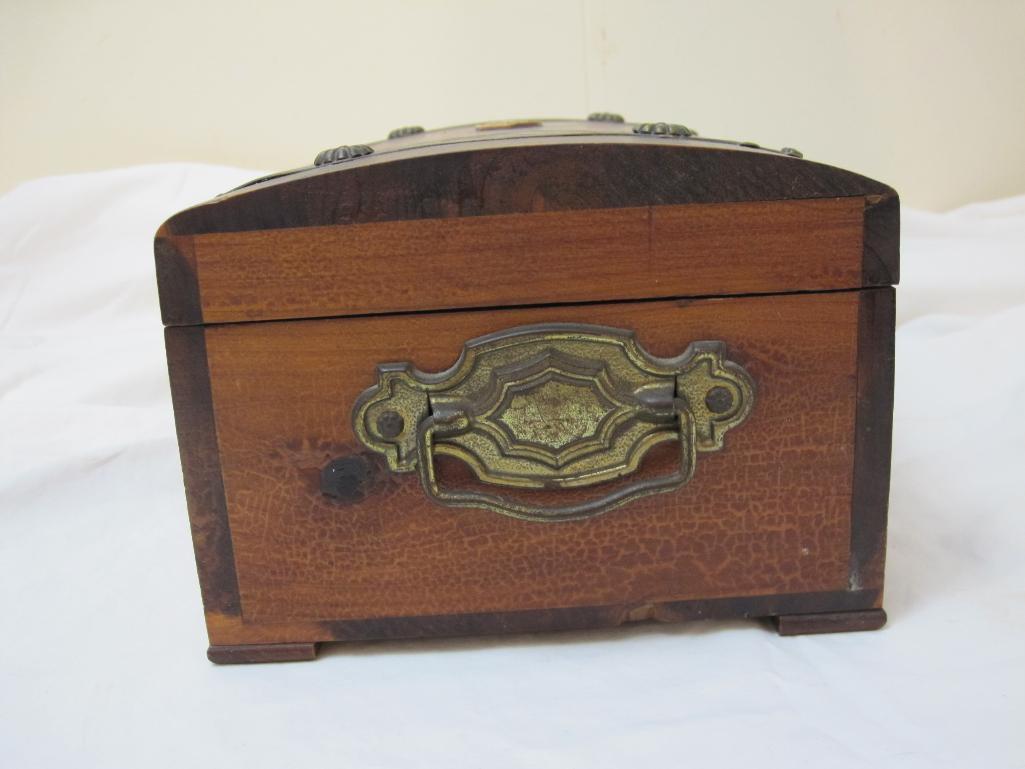 Vintage Wooden Trinket Box with Ephemera