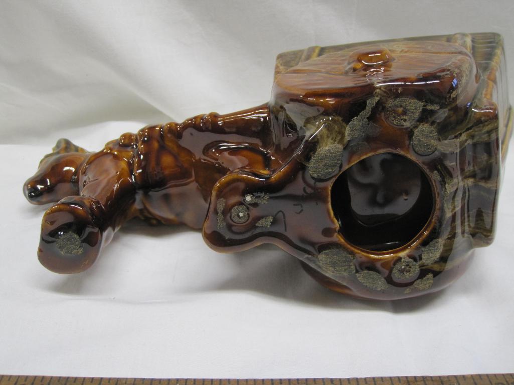 Haeger Pottery Donkey Pulling Mule Cart, Brown Drip Glaze, 2lb 8oz