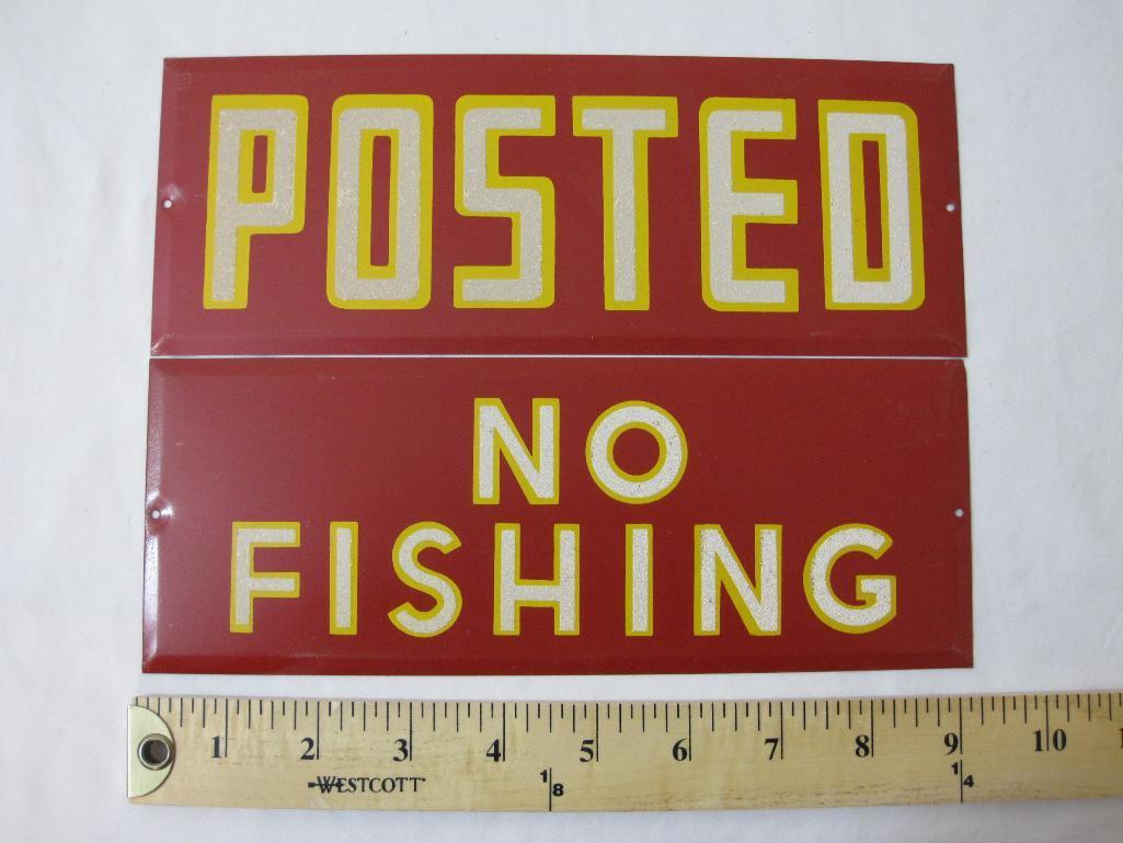 Vintage Metal NOS HY-KO Fine Reflecting Signs including "No Fishing" and "Posted"