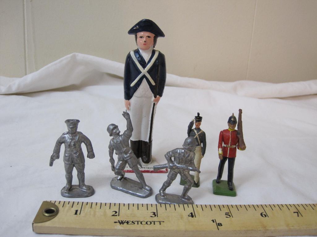 Lot of Vintage Pewter Britains and Military Figurines including large Fort Ligonier PA soldier and