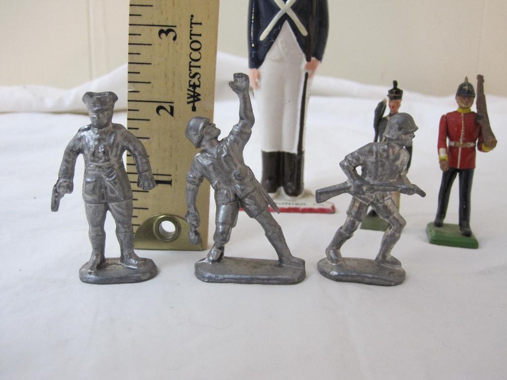 Lot of Vintage Pewter Britains and Military Figurines including large Fort Ligonier PA soldier and