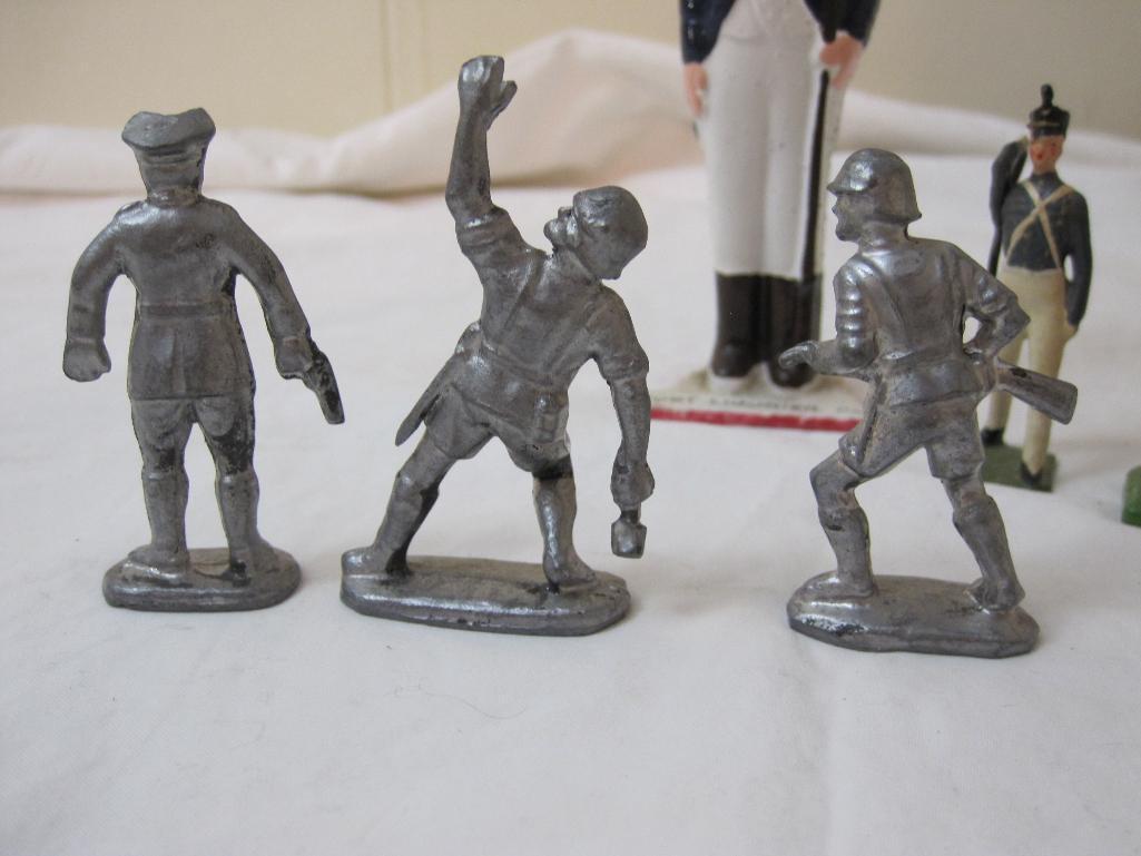 Lot of Vintage Pewter Britains and Military Figurines including large Fort Ligonier PA soldier and
