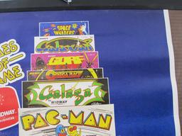 1982 Bally Midway Mfg Co Promo Poster Games of Fames, includes Pac-Man, TRON, GORF, Space Invaders,