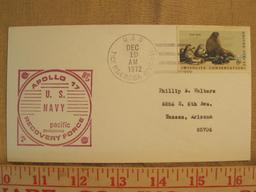 Wildlife Conservation 8 cent US postage stamp on Apollo 17 US Navy Pacific Recovery Force envelope