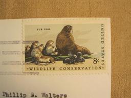 Wildlife Conservation 8 cent US postage stamp on Apollo 17 US Navy Pacific Recovery Force envelope