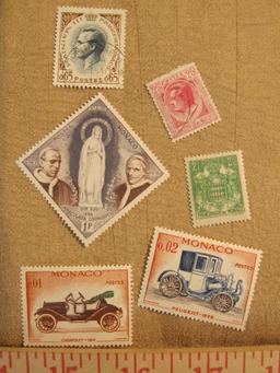 Lot of 12 Monoco postage stamps, most not canceled