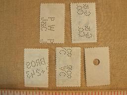 Two $5 and three $10 US Internal Revenue stock transfer stamps