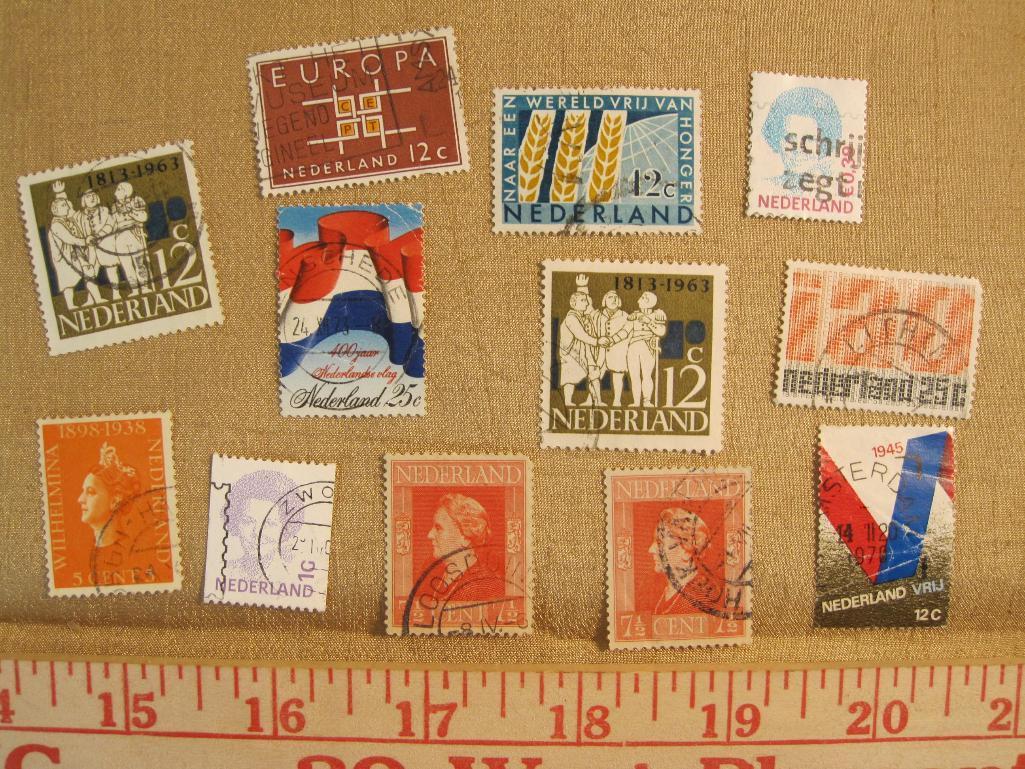 Lot of mostly canceled Netherlands postage stamps