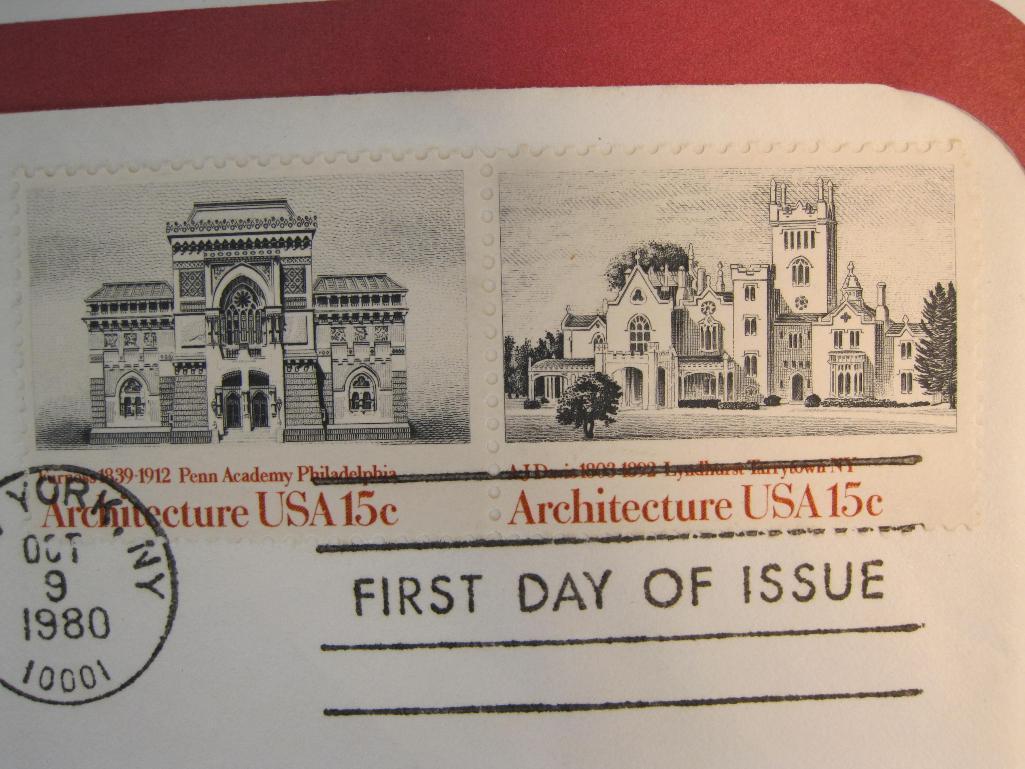 Seven First Day of Issue covers saluting Organized Labor, the 50th anniversary of the Veterans