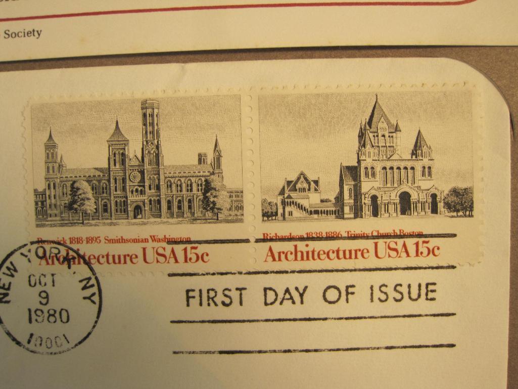 Seven First Day of Issue covers saluting Organized Labor, the 50th anniversary of the Veterans