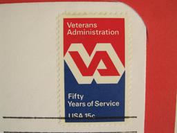 Seven First Day of Issue covers saluting Organized Labor, the 50th anniversary of the Veterans