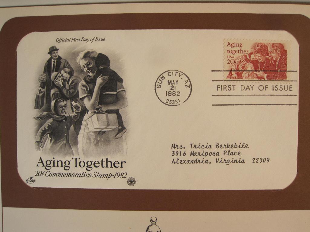 Seven First Day of Issue covers saluting Organized Labor, the 50th anniversary of the Veterans