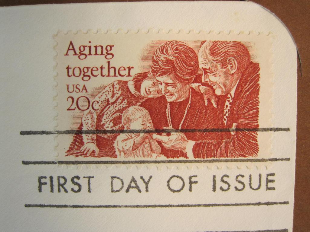 Seven First Day of Issue covers saluting Organized Labor, the 50th anniversary of the Veterans