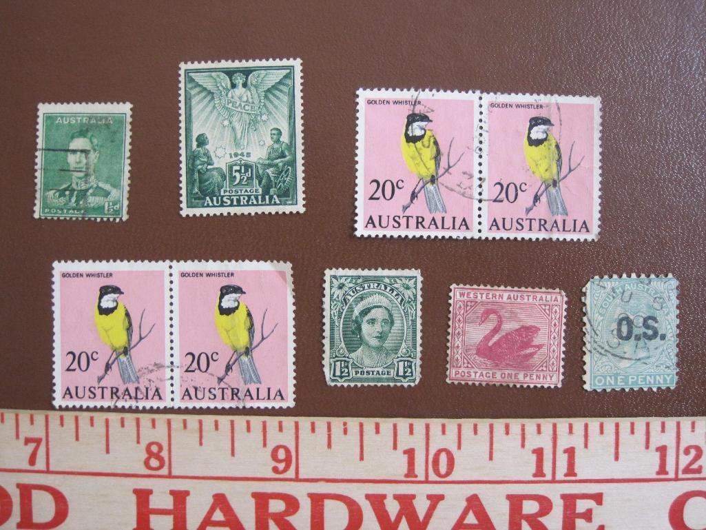 Lot of mostly canceled Australia postage stamps