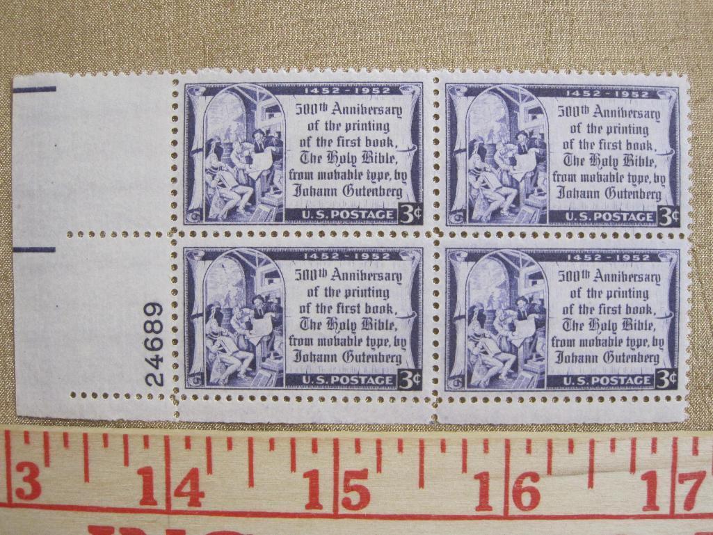 Block of four 3 cent 500th Anniversary of First Printed Bible US stamps, Scott # 1014