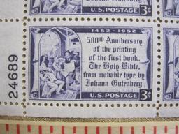 Block of four 3 cent 500th Anniversary of First Printed Bible US stamps, Scott # 1014