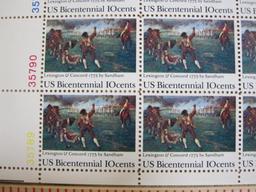 Full sheet of 40 10 cent Lexington & Concord 1775 US stamps, Scott # 1563