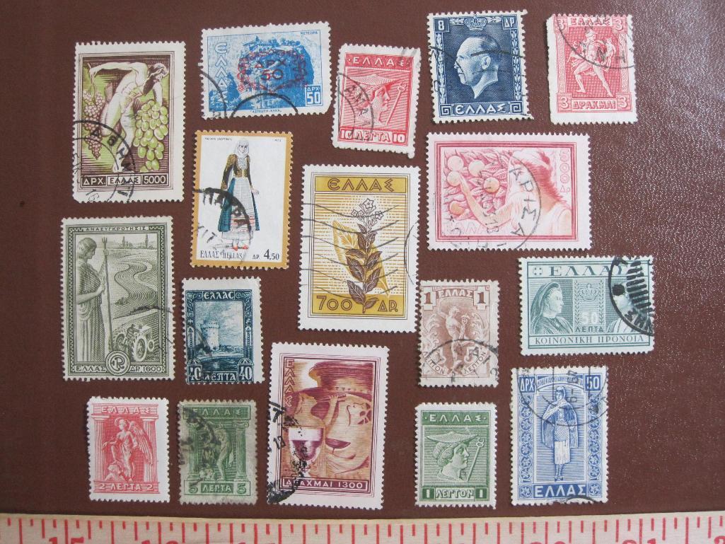 Lot of varied Greece postage stamps, all but a couple of them used