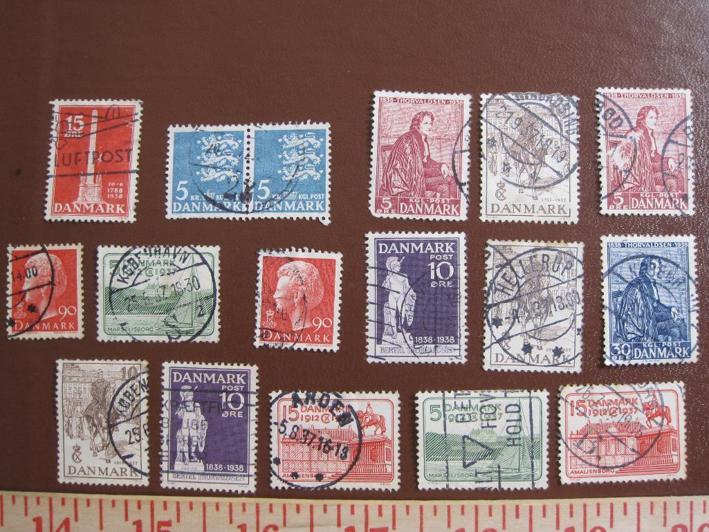 Assorted lot of canceled Denmark postage stamps