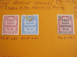 Three hinged 1903 Germany (Prussia) local official stamps, #sO.L.4-L.O.1, O.L.5-L.01 and O.L.7-L.O.1