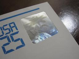 One first day of issue envelope with holographic pace-themed stamp