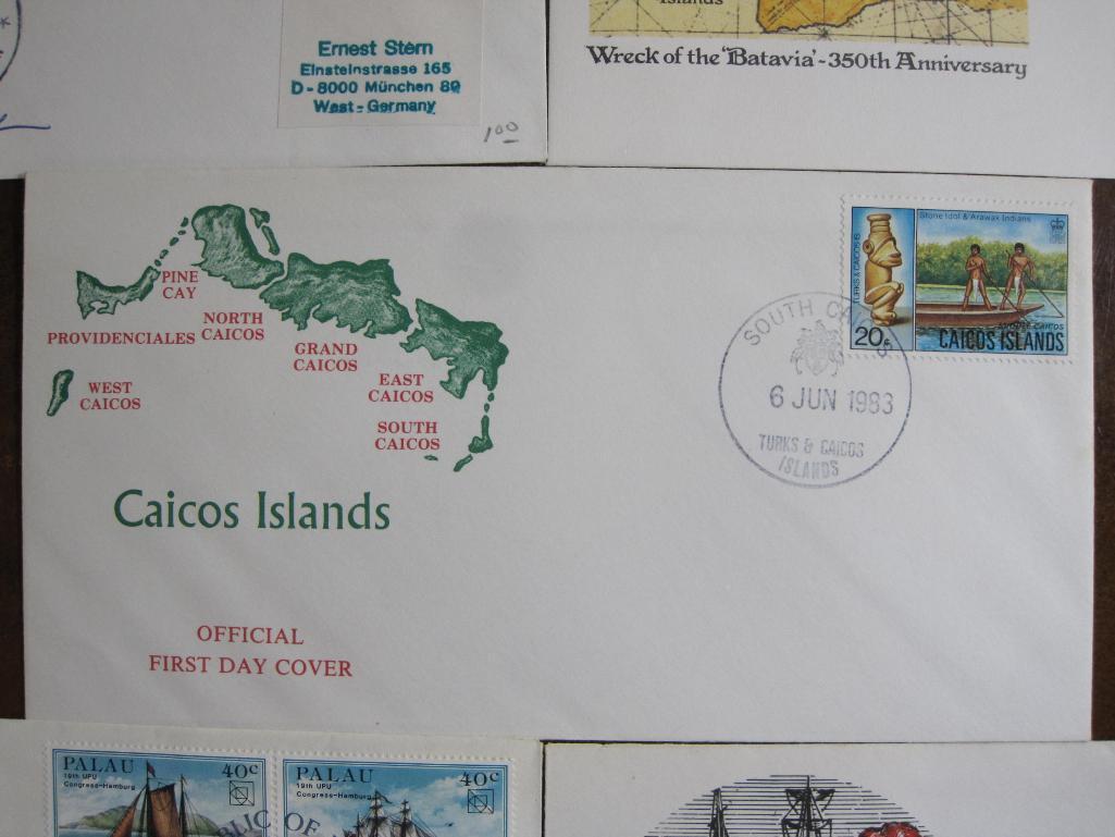 Lot of five first day of issue covers from Australia, Caicos Islands, Sweden and more