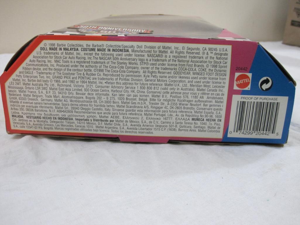 NASCAR 50th Anniversary Barbie Collector Edition Doll, NRFB, 1998 Barbie Collectibles Mattel, 14 oz
