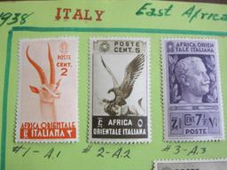 Four hinged 1938 stamps from Italian East Africa, at the time an Italian colony in the Horn of