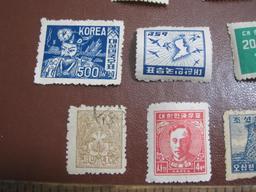Lot of approximately one dozen 1940s Korean Postage Stamps, some used
