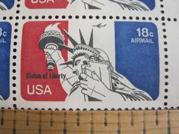 Block of 4 1974 18 cent Statue of Liberty US airmail stamps, Scott # C87