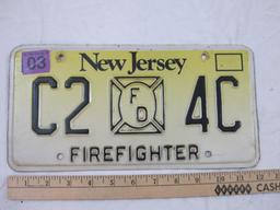 New Jersey Firefighter Metal License Plate C24C, 4 oz