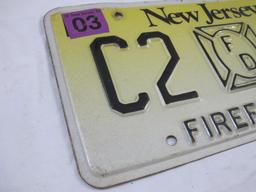New Jersey Firefighter Metal License Plate C24C, 4 oz