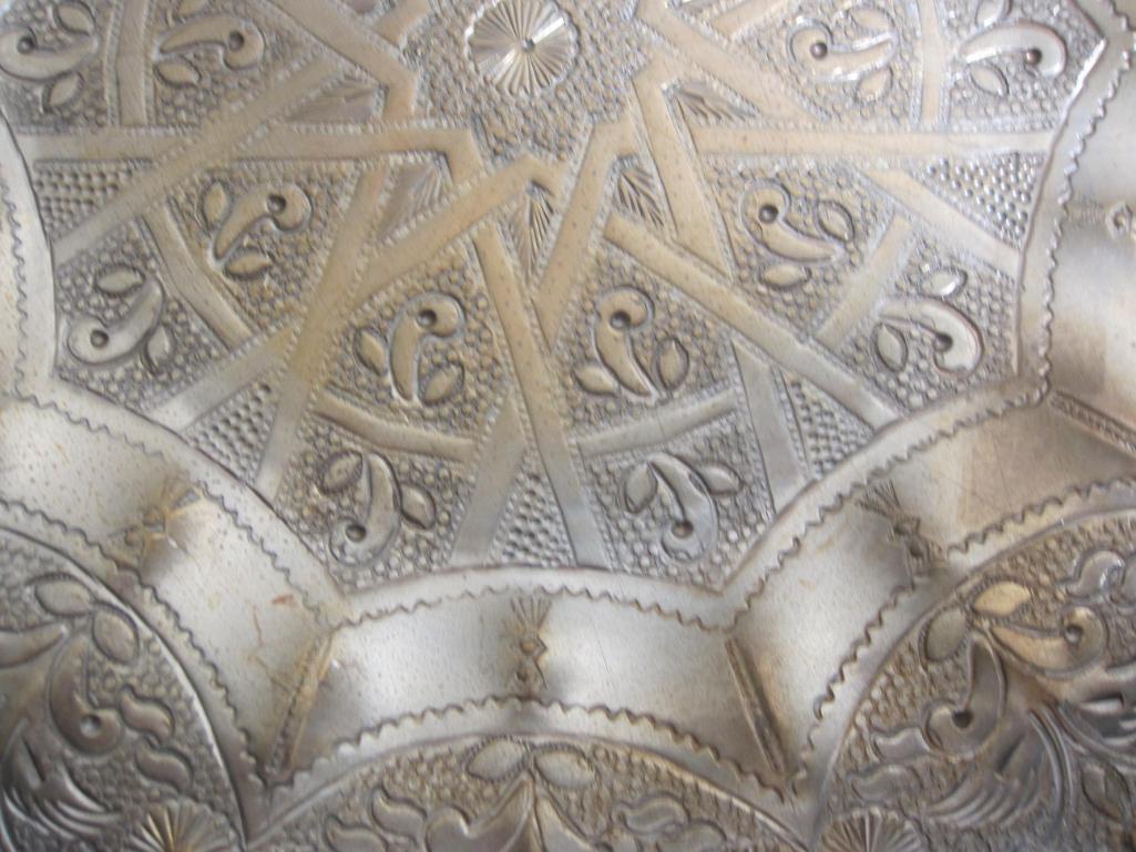 Pair of Two Ornate Decorative Pressed Brass Plates