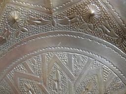 Pair of Two Ornate Decorative Pressed Brass Plates