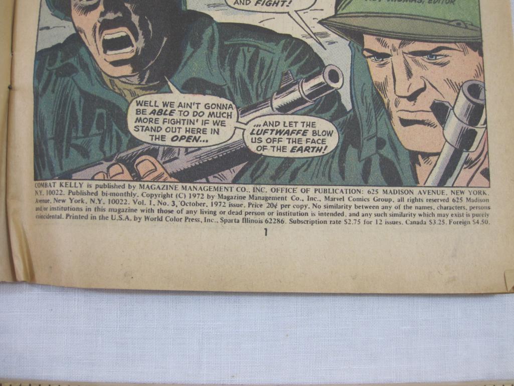 Two Bronze Age Marvel Comics including Combat Kelly and Deadly Dozen No. 3 October 1972 and Monsters