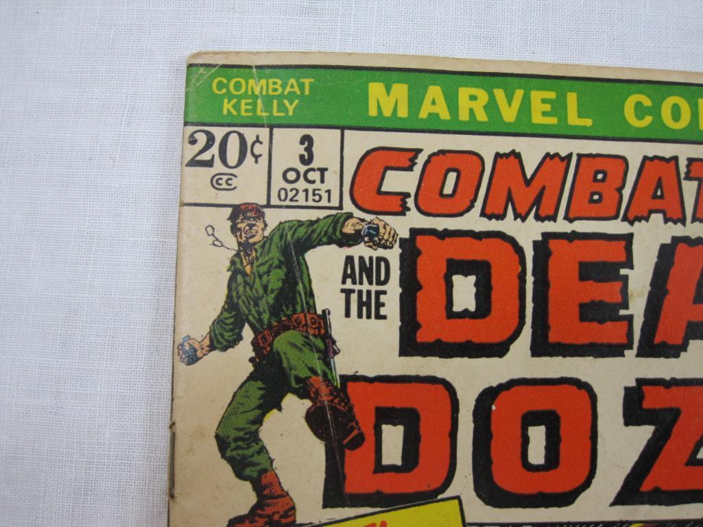 Two Bronze Age Marvel Comics including Combat Kelly and Deadly Dozen No. 3 October 1972 and Monsters