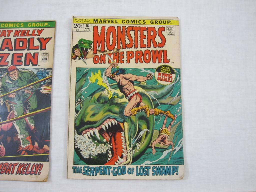 Two Bronze Age Marvel Comics including Combat Kelly and Deadly Dozen No. 3 October 1972 and Monsters