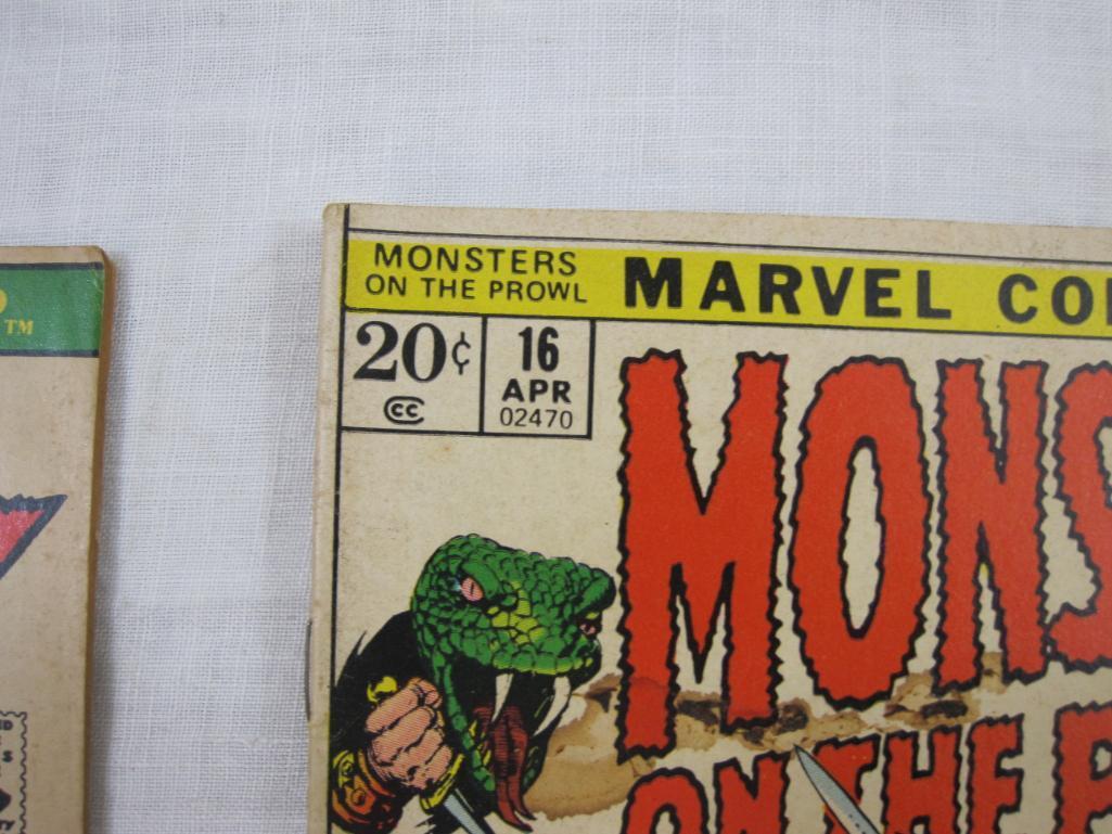 Two Bronze Age Marvel Comics including Combat Kelly and Deadly Dozen No. 3 October 1972 and Monsters