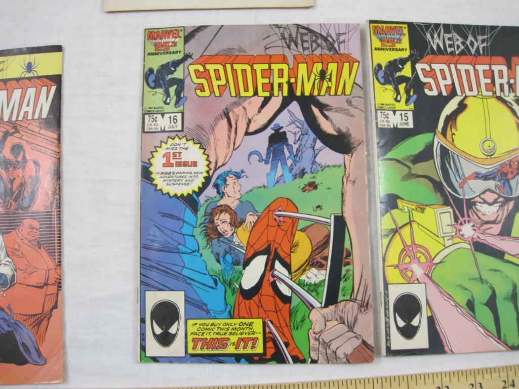 Four Comic Book Issues of Web of Spider-Man Nos. 13 (April 1986), 15 (June 1986), 16 (July 1986) and