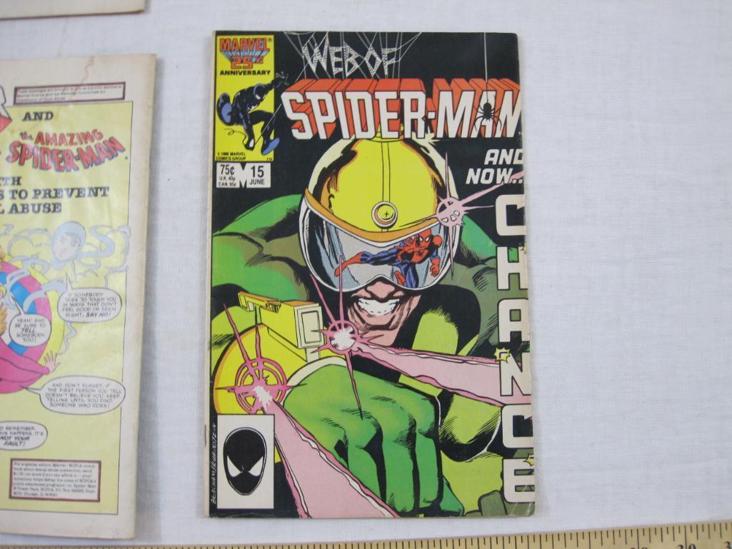 Four Comic Book Issues of Web of Spider-Man Nos. 13 (April 1986), 15 (June 1986), 16 (July 1986) and