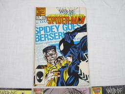 Four Comic Book Issues of Web of Spider-Man Nos. 13 (April 1986), 15 (June 1986), 16 (July 1986) and