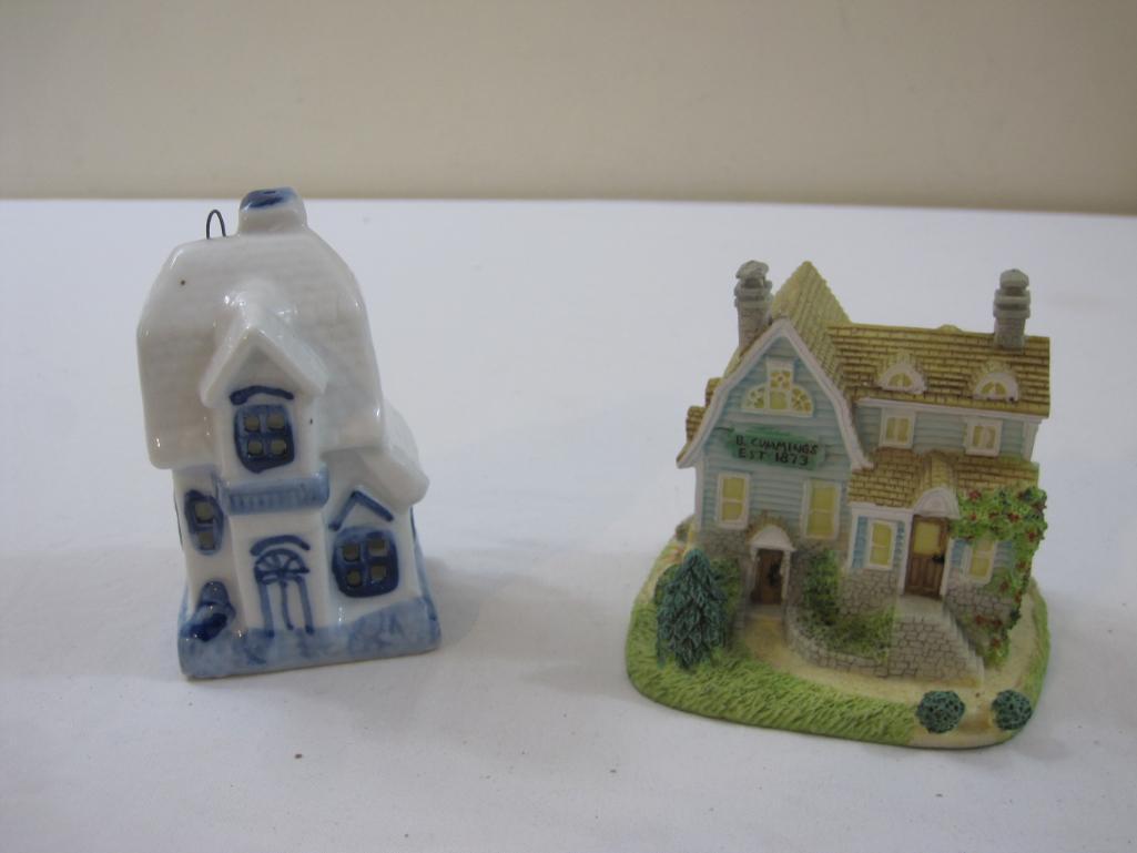 Two Miniature Houses including ceramic ornament and resin B Cummings Signmaker house, 13 oz