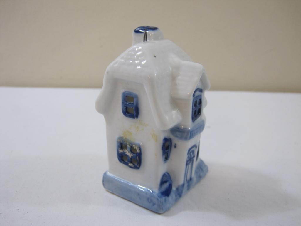Two Miniature Houses including ceramic ornament and resin B Cummings Signmaker house, 13 oz