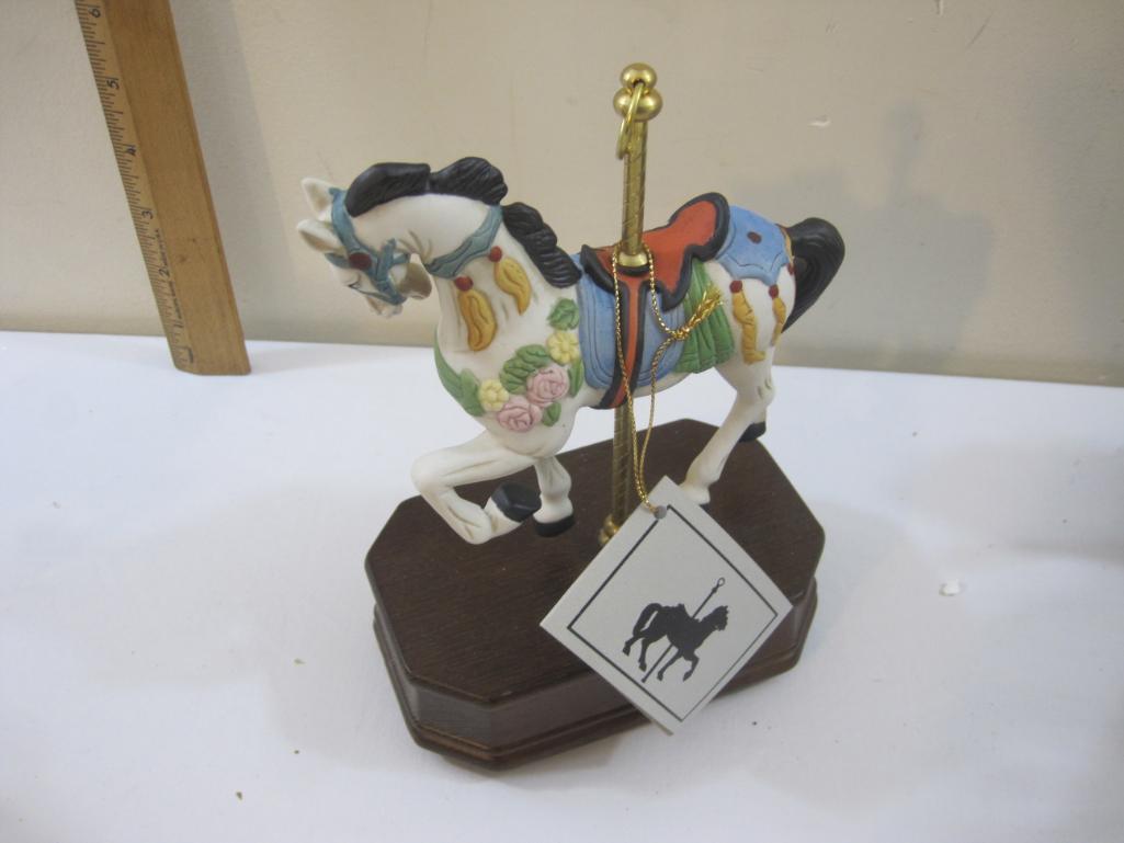 Set of 6 Impulse Giftware Music Box Carousel Horses, 1989, 9 lbs