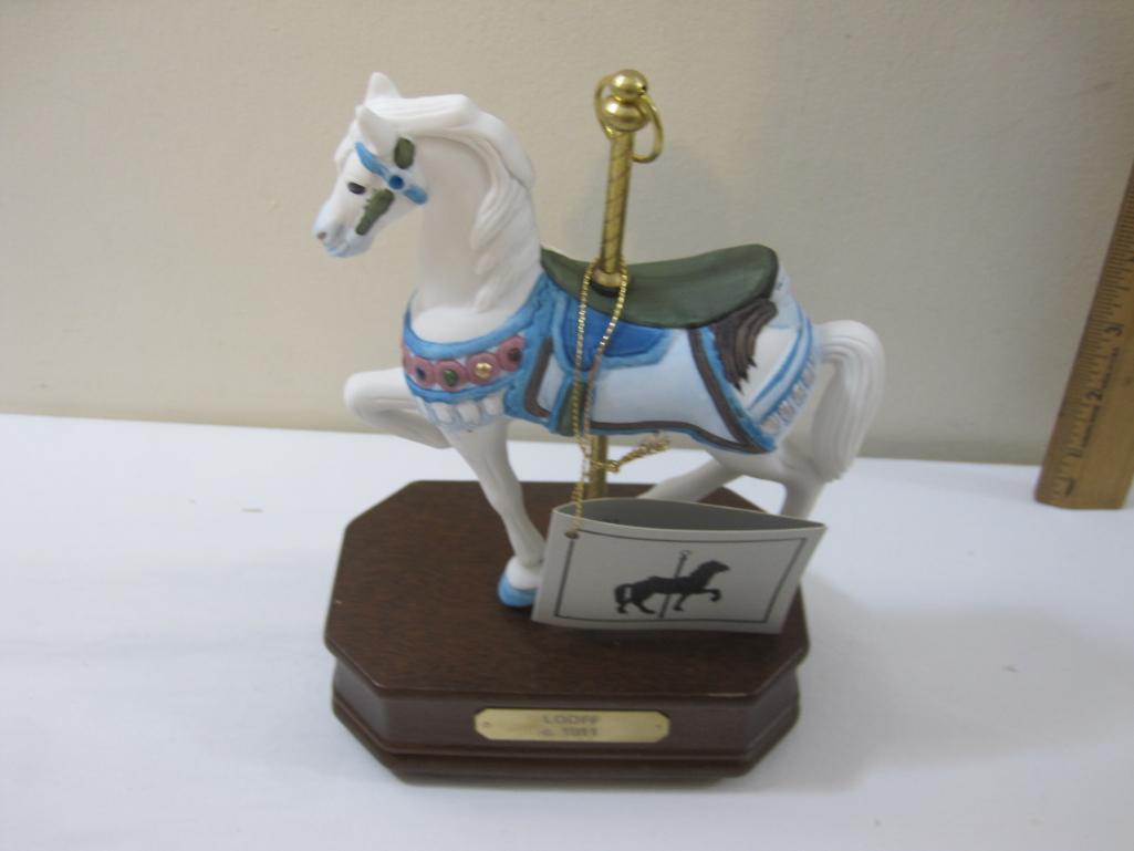 Set of 6 Impulse Giftware Music Box Carousel Horses, 1989, 9 lbs