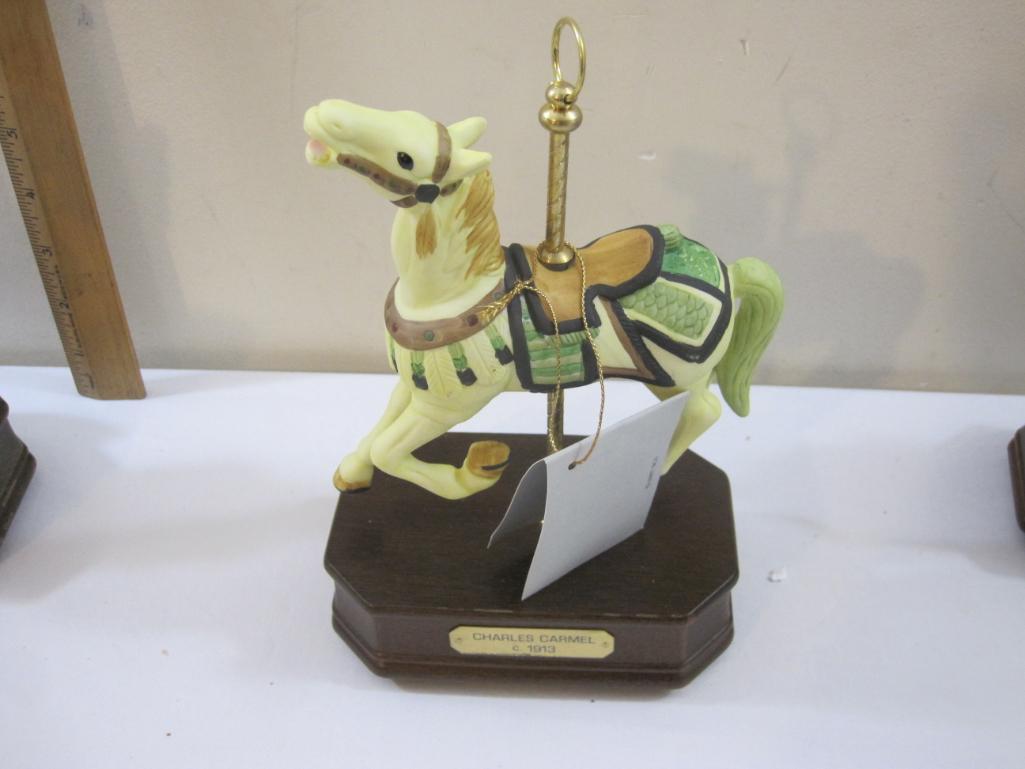 Set of 6 Impulse Giftware Music Box Carousel Horses, 1989, 9 lbs